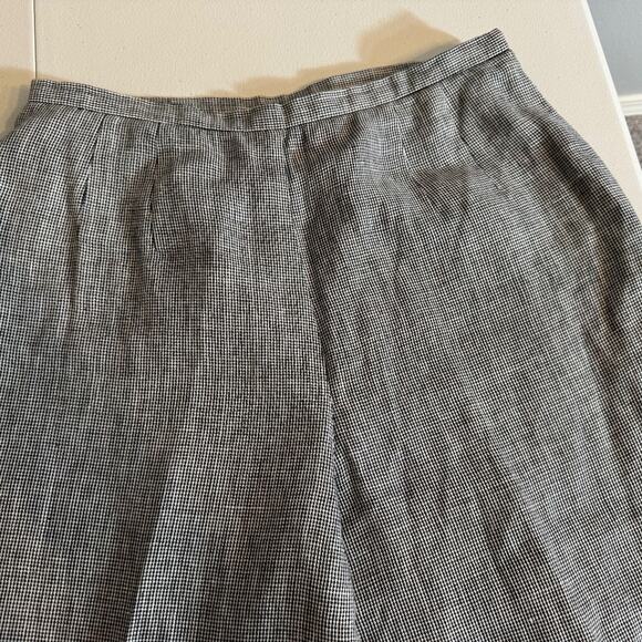 Talbots pants Irish linen black & white micro houndstooth lined trousers Sz 8 - Picture 4 of 9